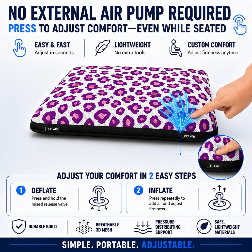 AJ Pink Purple Leopard Print 3D Air Mesh Seat Cushion