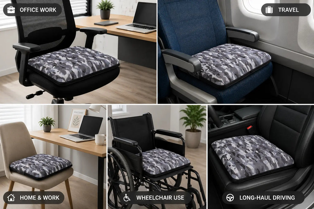 AJ Grey Camouflage 3D Air Mesh Seat Cushion detail view