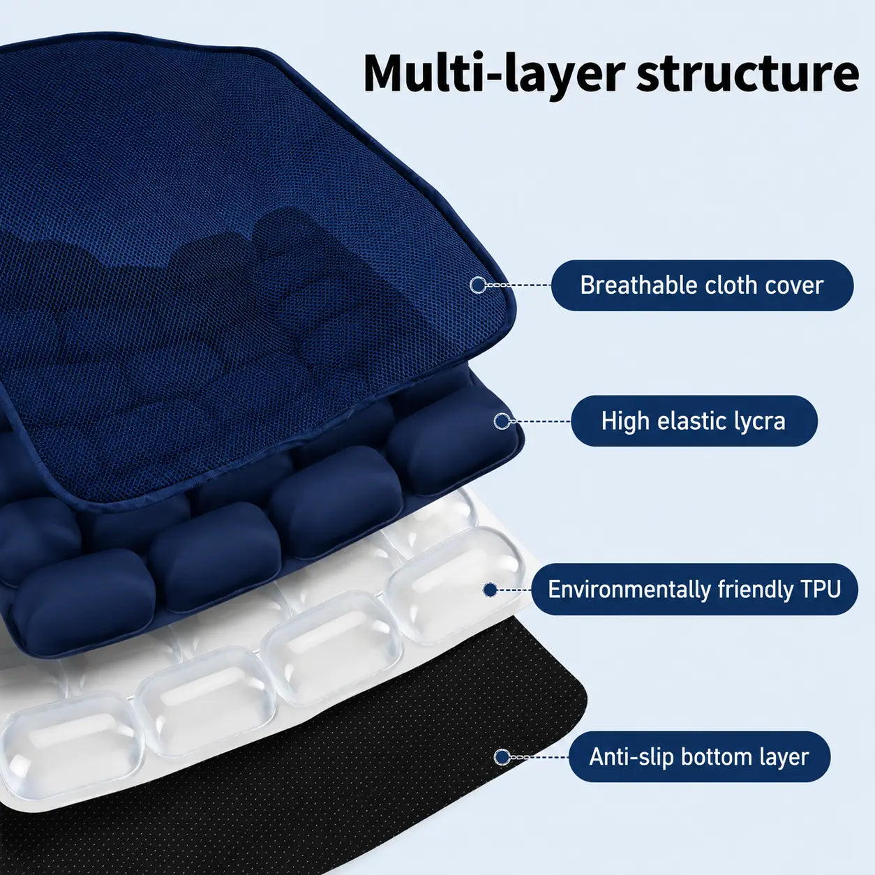 AJ Blue 3D Air Mesh Seat Cushion detail view
