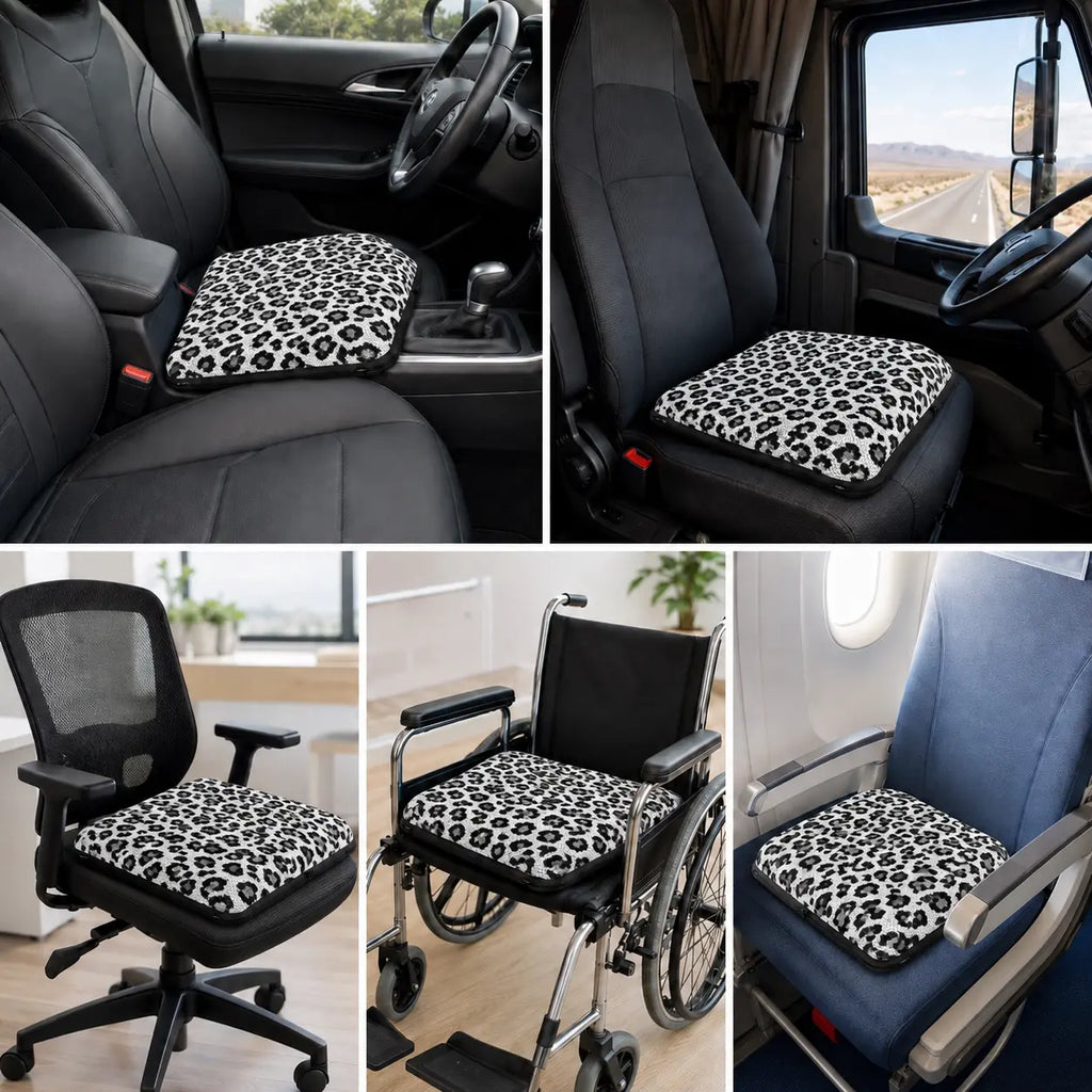 AJ Black Grey Leopard Print 3D Air Mesh Seat Cushion
