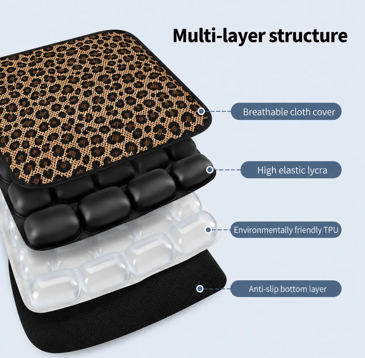 AJ Dark Brown Leopard Print 3D Air Mesh Seat Cushion