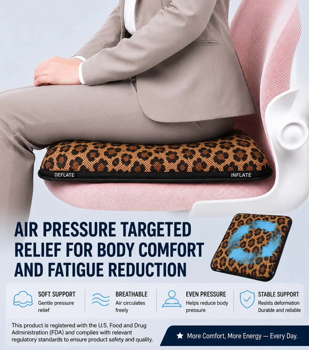 AJ Dark Brown Leopard Print 3D Air Mesh Seat Cushion