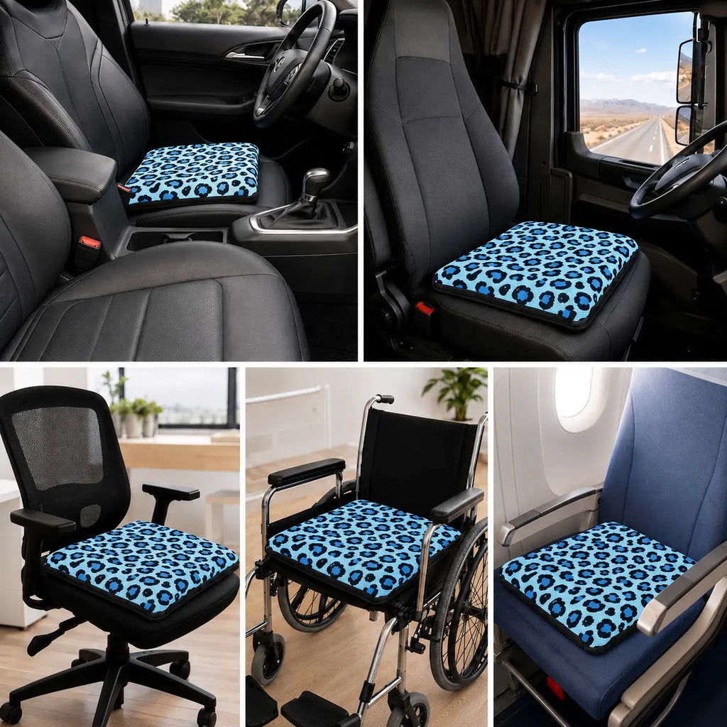 AJ Blue Leopard Print 3D Air Mesh Seat Cushion
