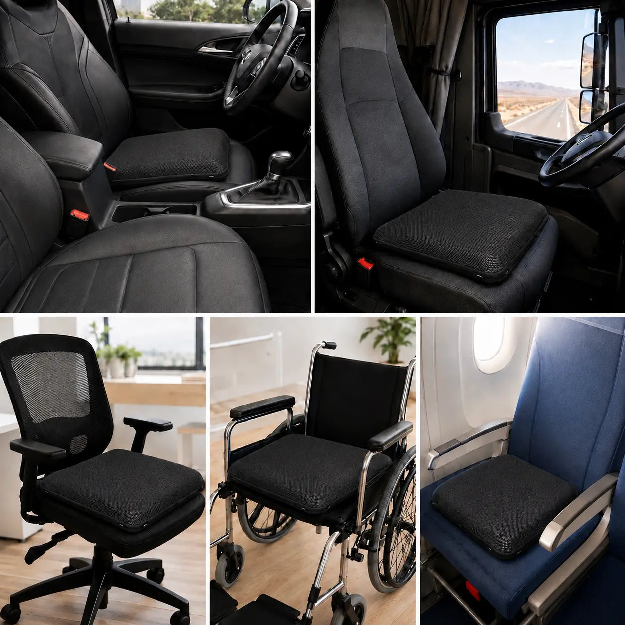 AJ Black 3D Air Mesh Seat Cushion
