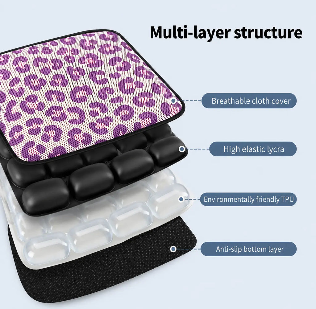 AJ Pink Purple Leopard Print 3D Air Mesh Seat Cushion
