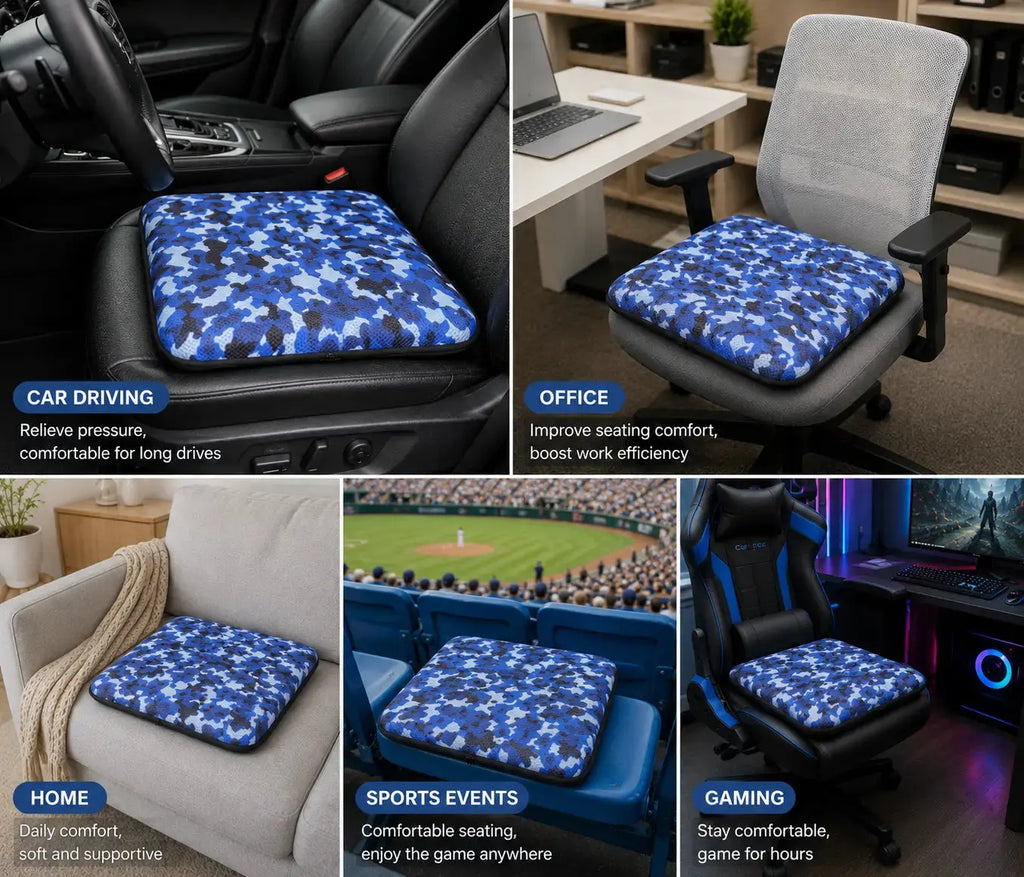 AJ Blue Camouflage 3D Air Mesh Seat Cushion — Drive Longer, Feel Stronger AJ Air Cushion