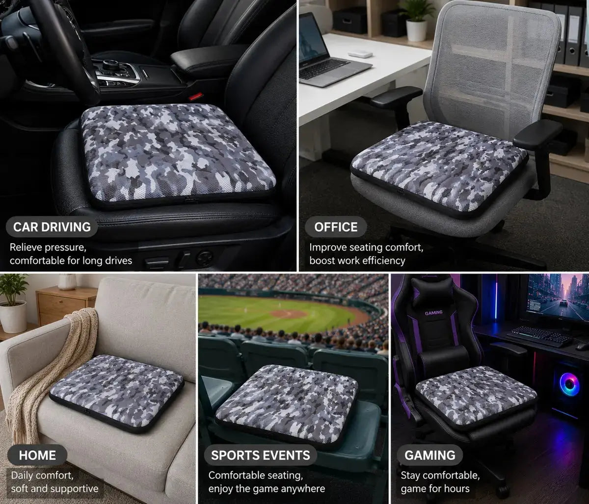 AJ Grey Camouflage 3D Air Mesh Seat Cushion — Drive Longer, Feel Stronger AJ Air Cushion